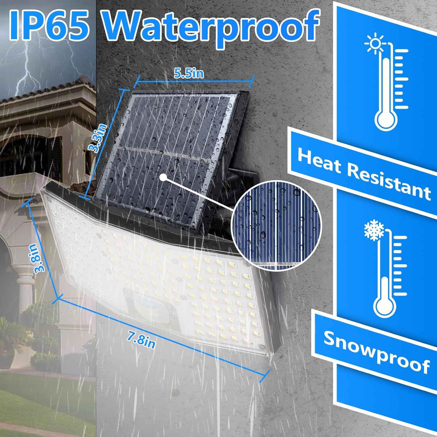 4000LM Solar Flood Lights Outdoor - 4-Pack Motion Sensor LED Security Lights with Remote, Waterproof Dusk to Dawn, 3 Modes, 16.4FT Cable for Yard