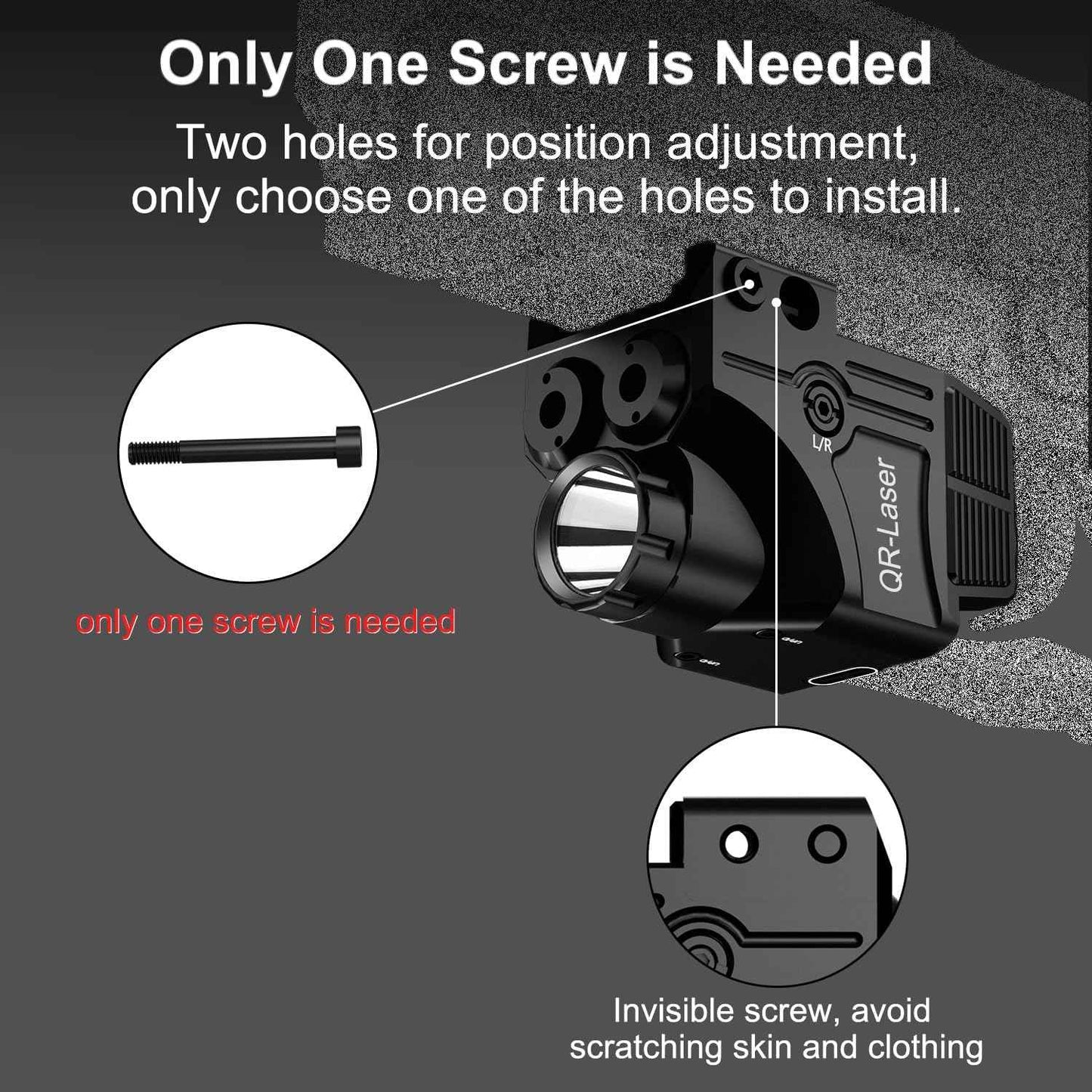 800 Lumens Tactical Flashlight Laser Sight Combo - USB Rechargeable LED Light for Handguns