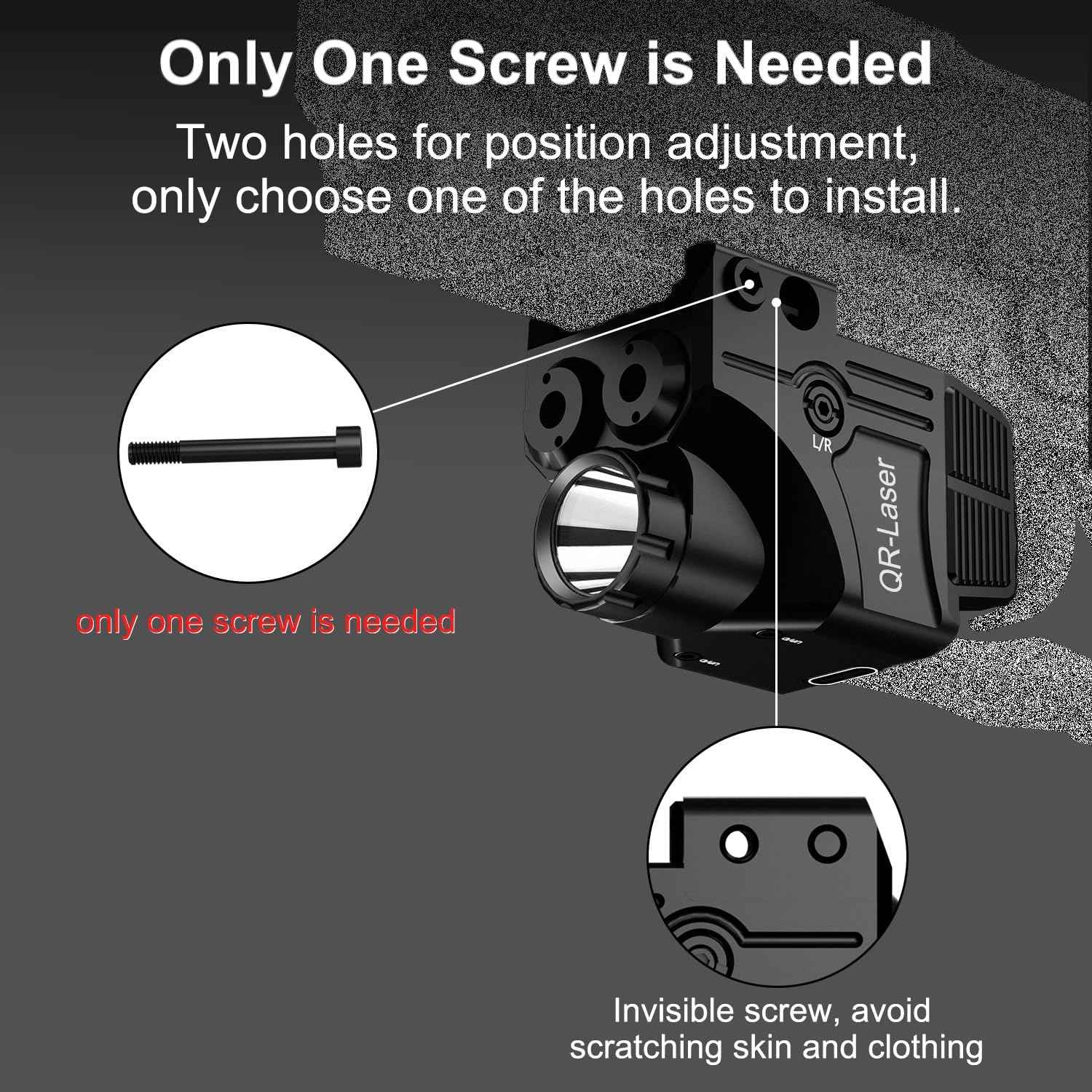 800 Lumens Tactical Flashlight Laser Sight Combo - USB Rechargeable LED Light for Handguns