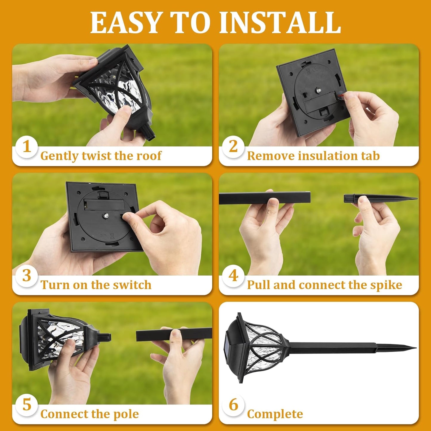 8 Pack GIGALUMI Waterproof LED Solar Garden Lights - Outdoor Patio & Landscape Decor