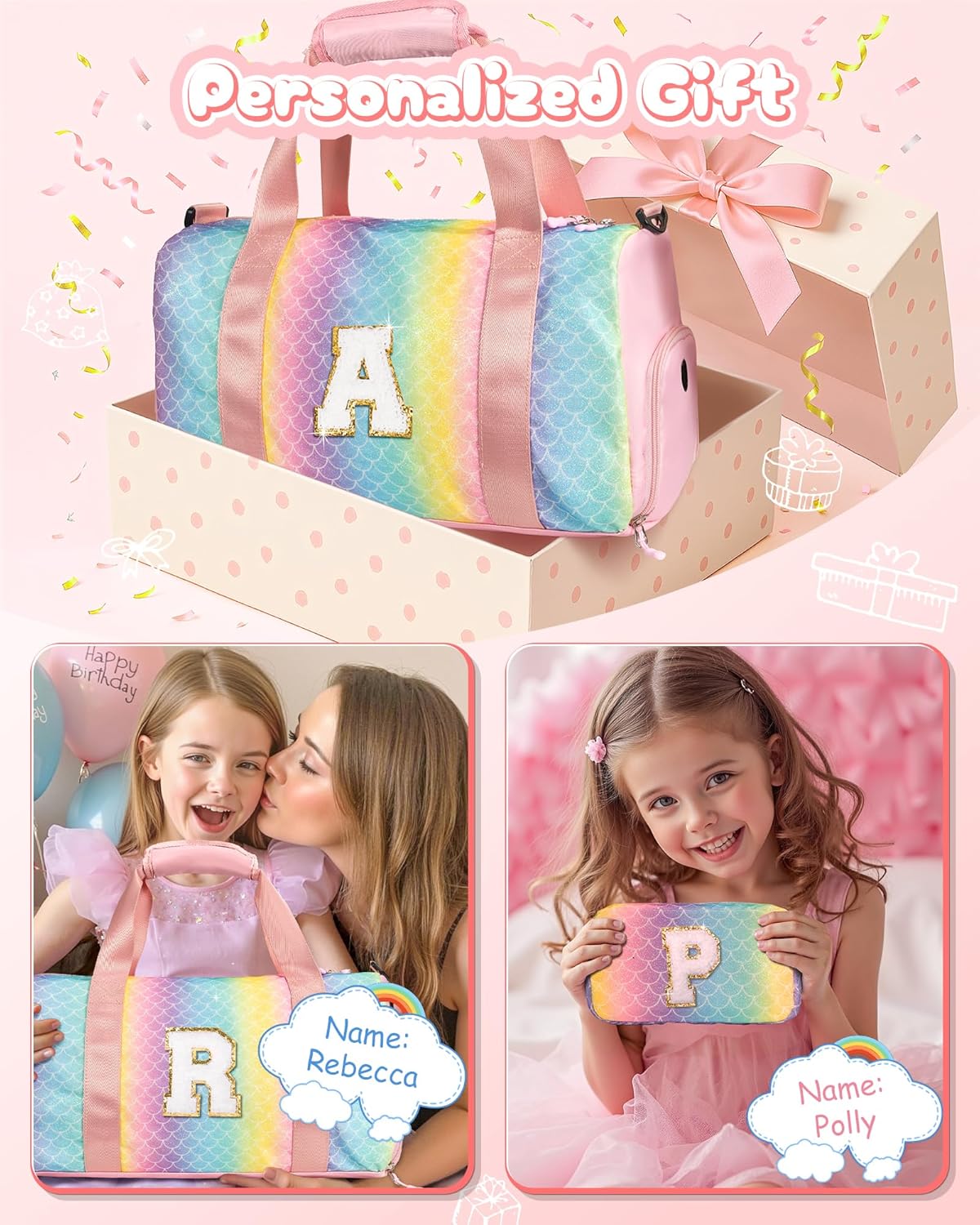 Skiennix Girl Gym Bag - Personalized Weekender Tote with Shoe Compartment & Makeup Pouch | Ideal Birthday & Graduation Gift (Letter Y)