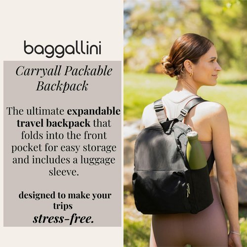 Baggallini Women's Carryall Packable Backpack, Midnight Blossom