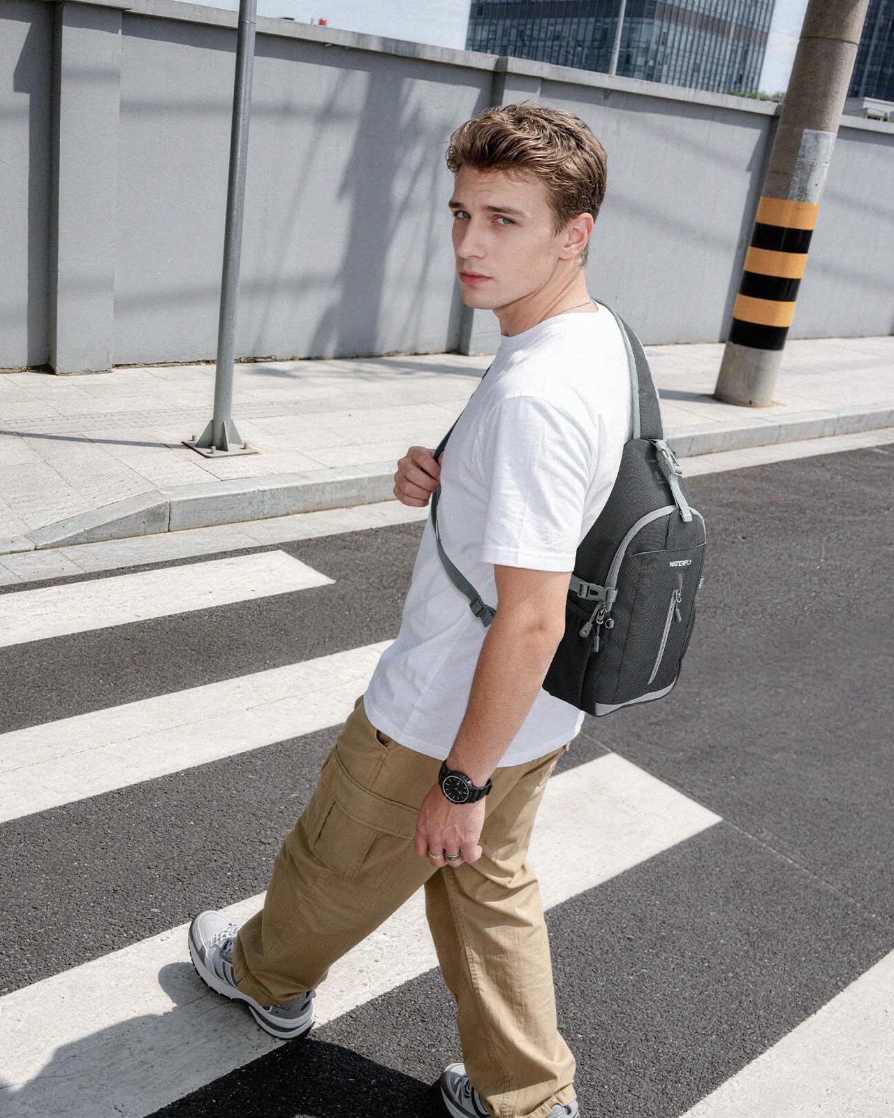 WATERFLY Sling Bag Crossbody Backpack: 8L RFID Anti Theft Cross Body Shoulder Bag Travel Crossover Side Bag for Men Women