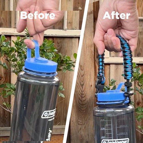 Gearproz Hydrocord Handle for Nalgene Water Bottles, Fits Wide Mouth Water Bottles, Durable Carrier, Secure Accessories, Compatible with 32oz, 36oz, 48oz Water Bottle (Black)
