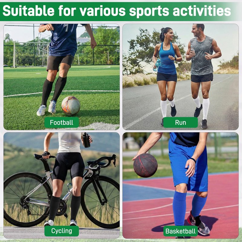 Vidroxin 3 Pairs Pre Cut Soccer Socks, Soccer Leg Sleeves Compatible With Grip Socks for Football Baseball Softball Rugby