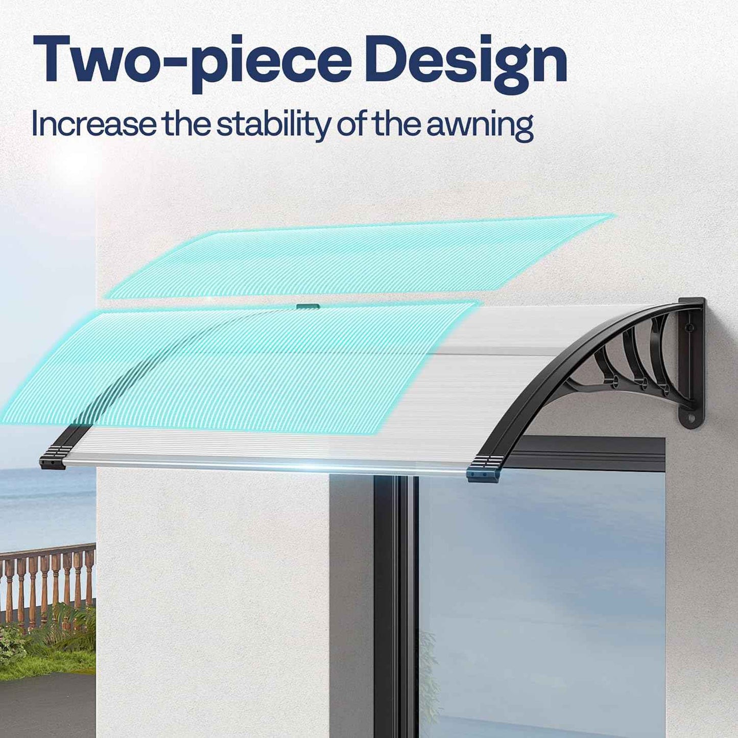 40-Inch VIVOHOME Polycarbonate Window Door Awning Canopy - Brown with Black Bracket