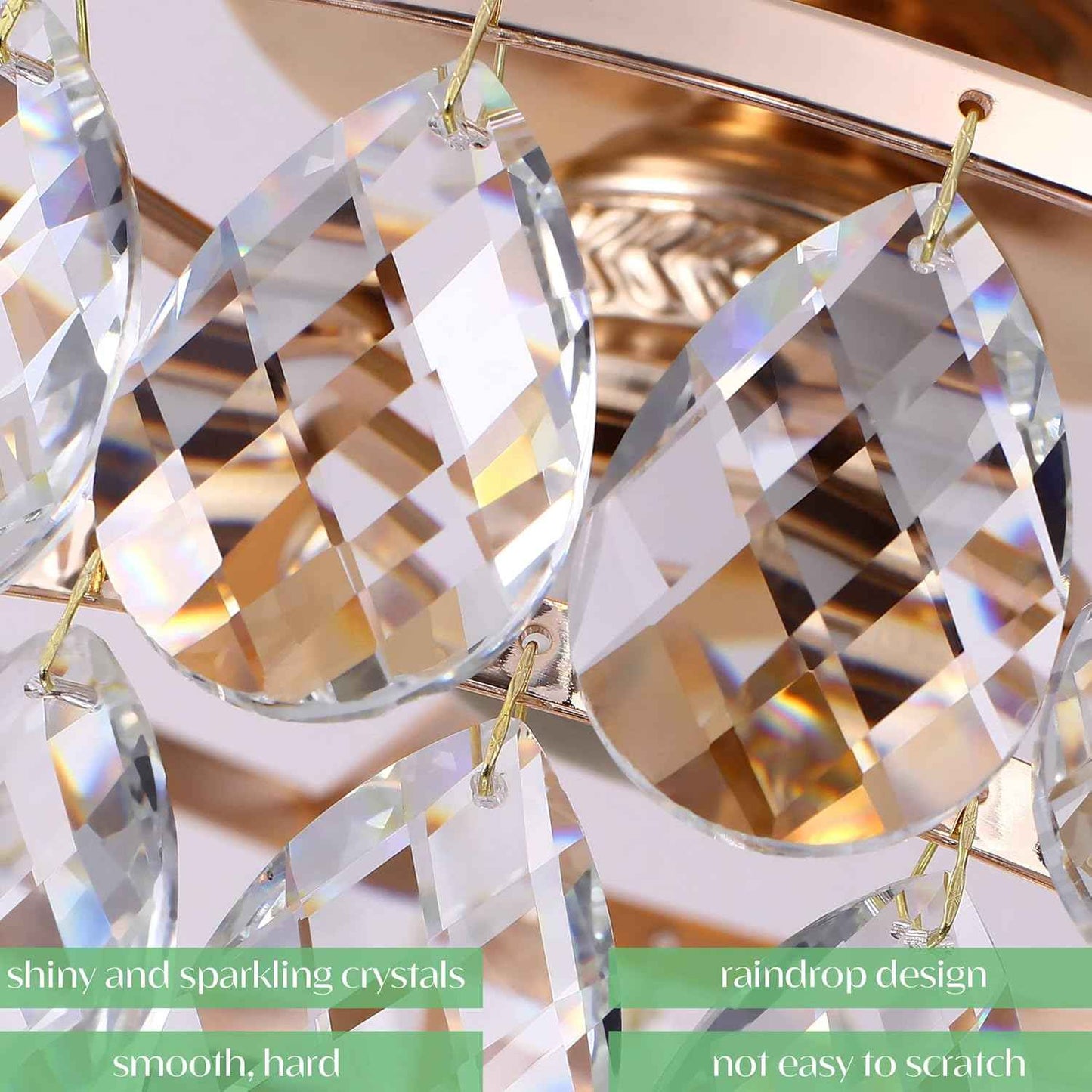 Gold Crystal Mini Chandelier - Modern Flush Mount Ceiling Light for Hallway & Bedroom