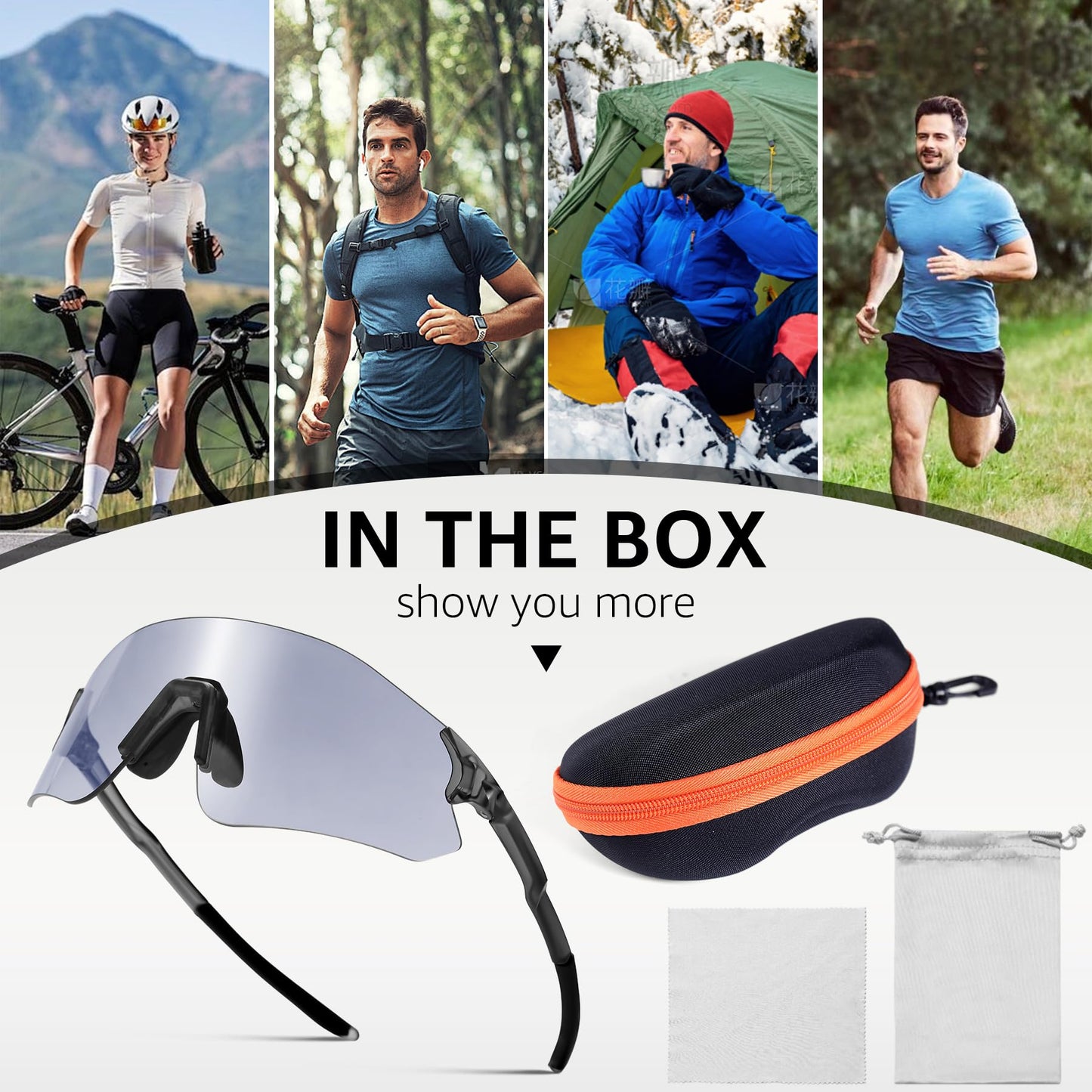 CMRTLRXS 24g Photochromic Cycling Glasses for Men and Women - UV400 Protection Running, Cycling, Baseball, Fishing Specialty Sunglasses (Photochromic Gray)