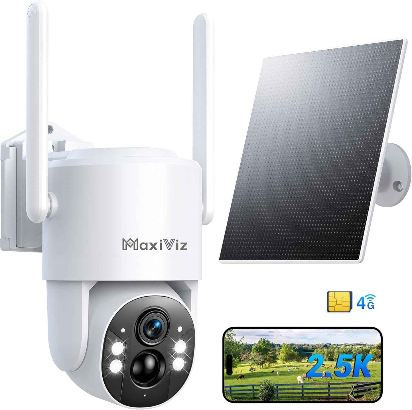 Wireless Solar Security Camera - 360° Outdoor Surveillance with AI Motion Detection, 2K Night Vision & Two-Way Talk