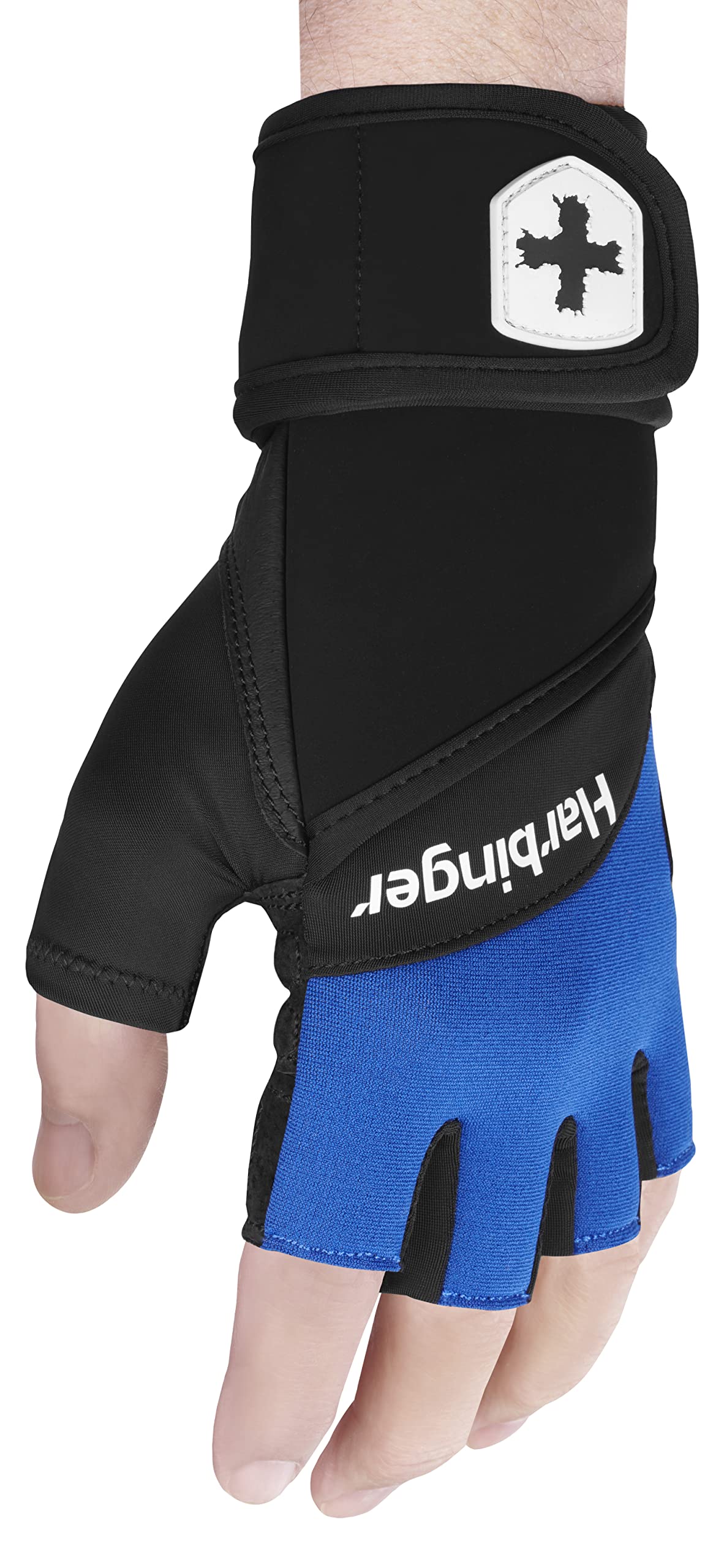 Harbinger Training Grip Wristwrap Weight Lifting Gloves, Unisex, Medium, Blue