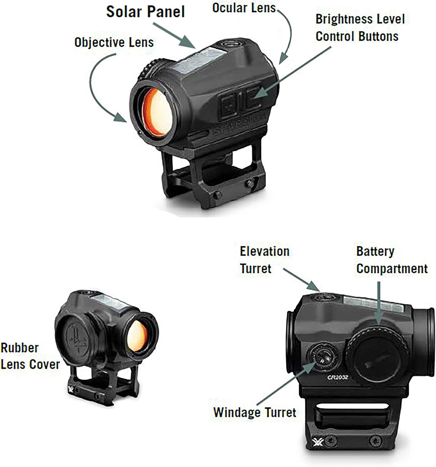 Vortex Optics SPARC Solar Red Dot Sight - Precision 2 MOA Dot for Enhanced Targeting