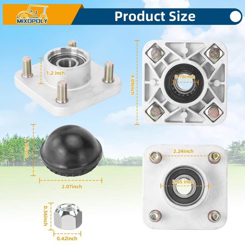 Mixopoly Golf Cart Front Wheel Hub Assembly for Yamaha G2/G8/G9/G11/G14/G16/G19/G20/G22/G29 Drive Model, Replaces OEM JG5-WF511-10-00, JG5-WF511-00