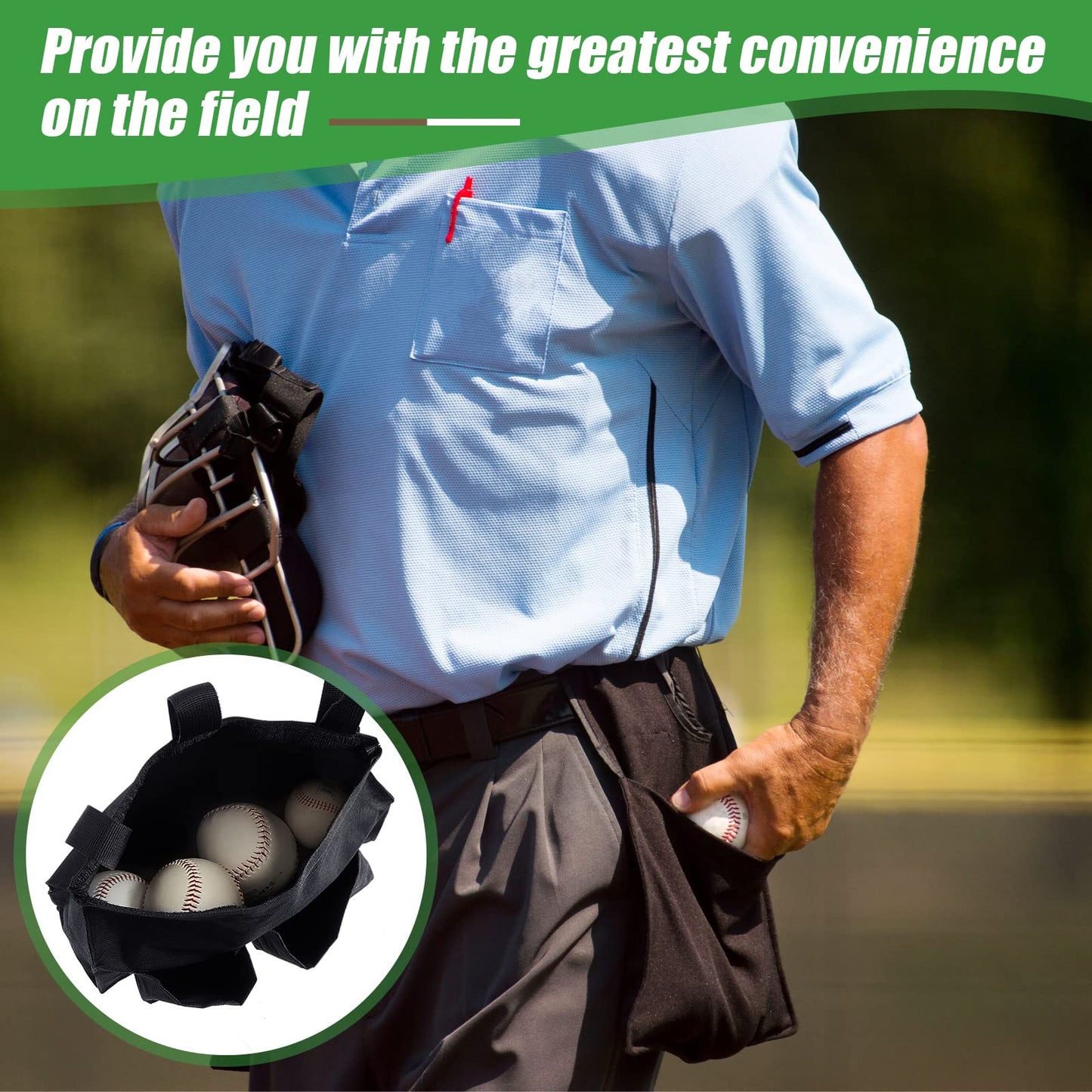 Dunzy 3 Pcs Umpire Gear Set Includes Baseball Umpire Brush, Black Ball Bag and Indicator for Men Youth Referee Equipment Accessories Kit