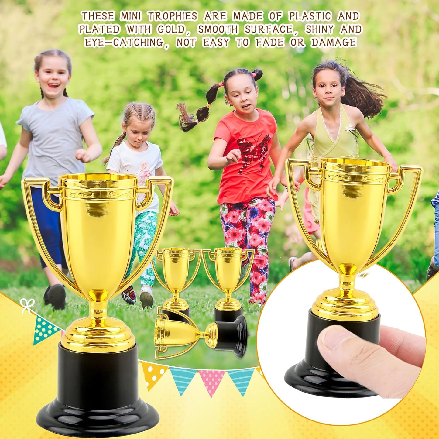 Mini Trophies - 8 Pcs 6-Inch Gold Plastic Trophy Cups for Kids Sports Tournaments & Party Favors