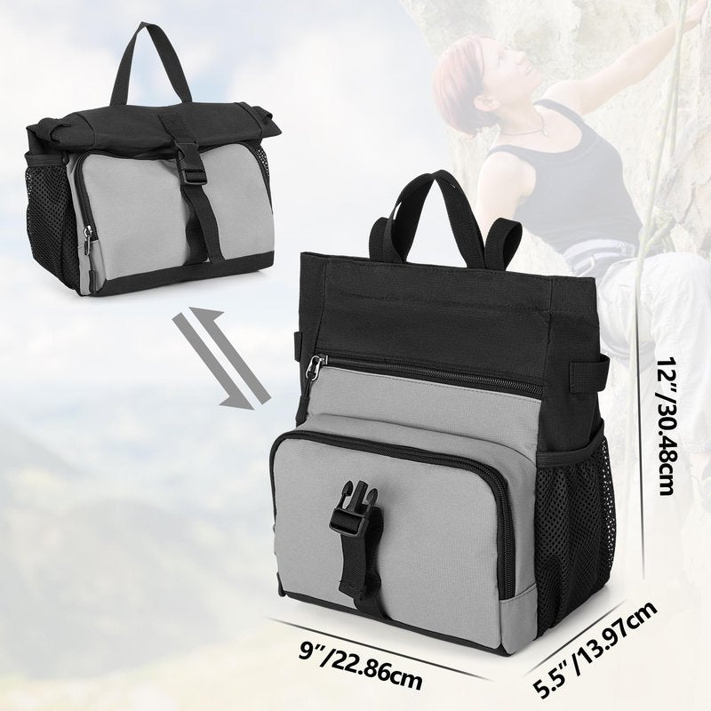 PGmoon Chalk Bucket Bag, Large Chalk Bag for Rock Climbing and Bouldering with Aluminum Foil Lining, Magnetic Closure, Multiple Pockets, 2 Brush Holders (Patent Design)