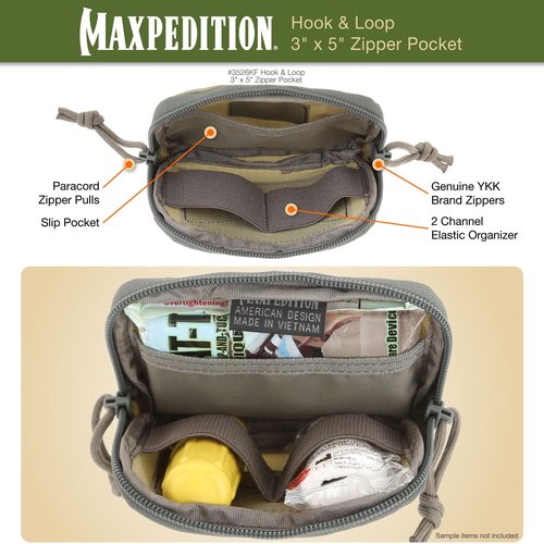 Hook-&-Loop 3" x 5" Zipper Pocket (Khaki-Foliage)