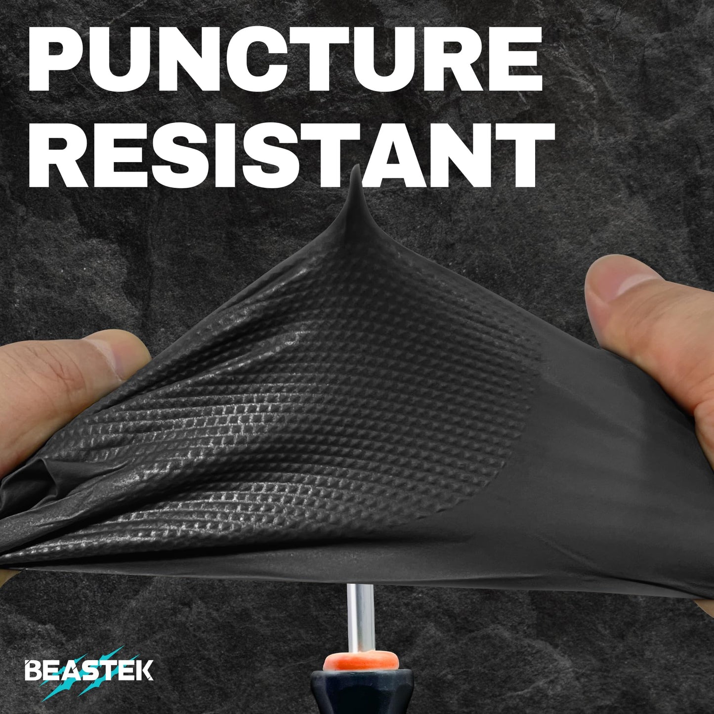 Beastek Nitrile Disposable Gloves, 8Mil Latex & Powder Free Chemical Resistant Heavy Duty Cooking Diamond Gloves Black 100Pcs (Large)