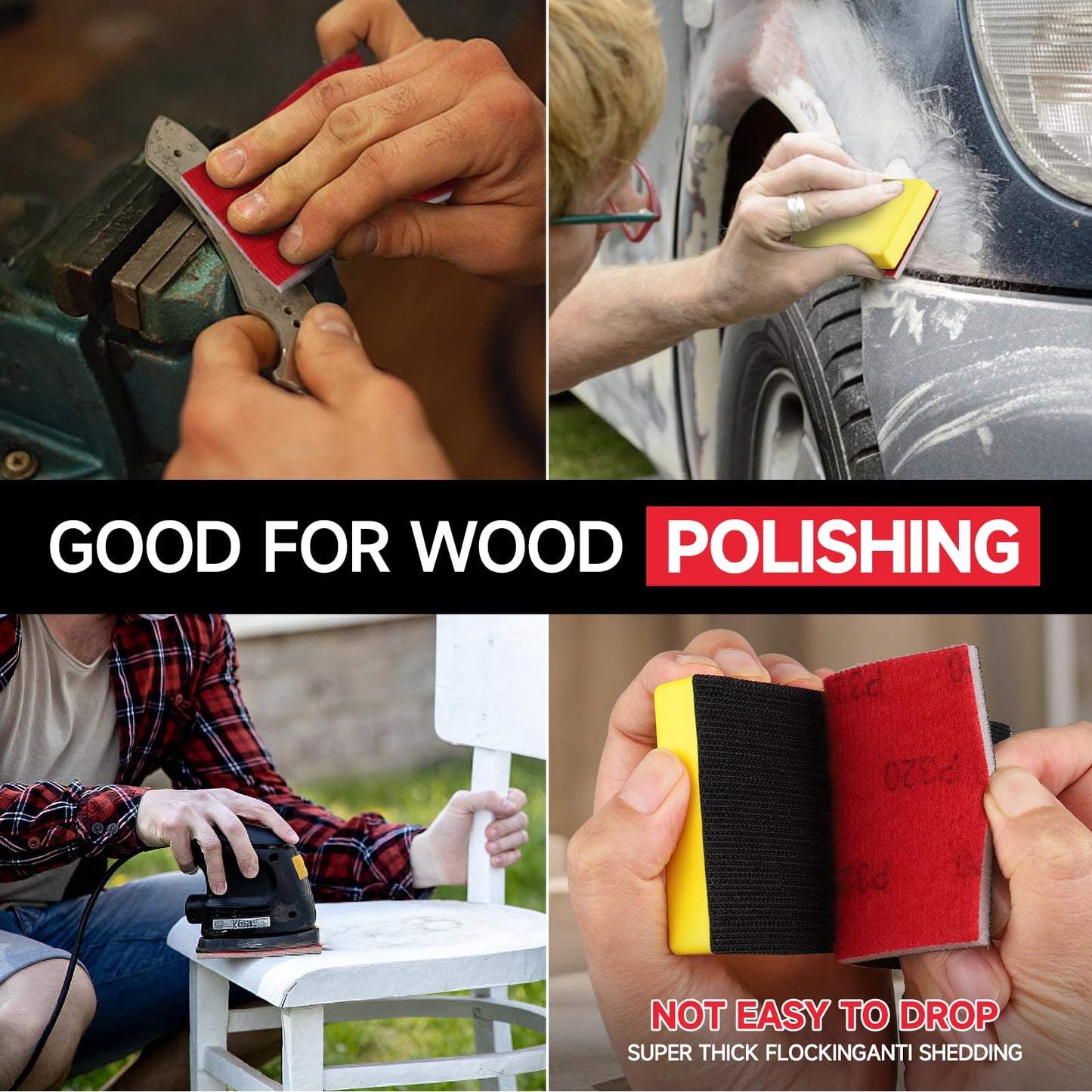 20 Pcs 3 x 4 Inch 320 Grit Sanding Sponge Set, Ultra Fine Sanding Sponges Pads, Soft Foam Hand Sander Block Wet Dry Sandpaper for Model Drywall Metal Wood Furniture Polishing