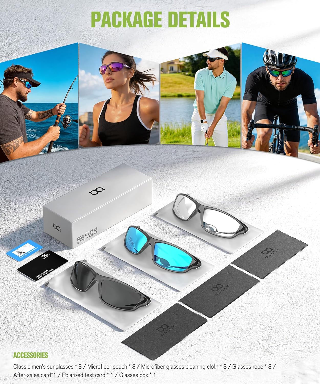 Polarized Sunglasses for Men - UV400 Sports Eyewear for Driving, Golf, Cycling & Fishing