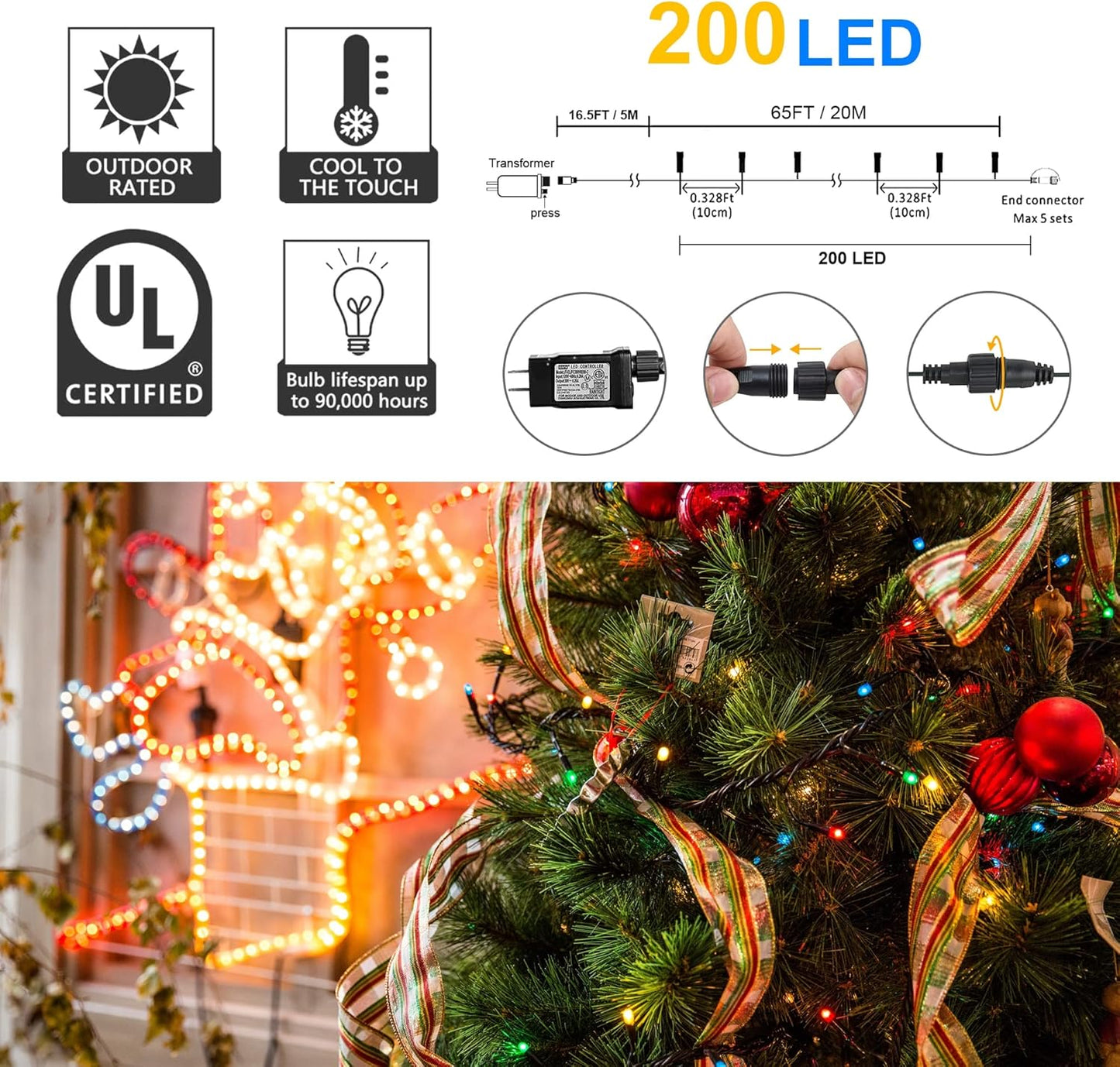 500 LED Christmas String Lights - 164 FT Waterproof RGB Fairy Lights with Remote & Timer for Indoor/Outdoor Holiday Decor