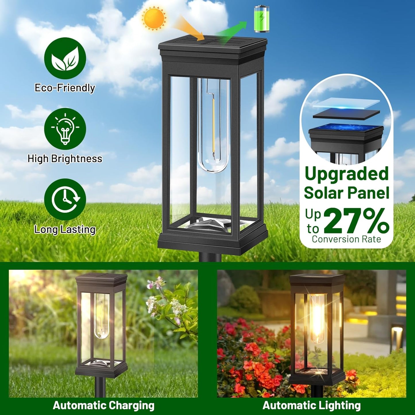 Solar Pathway Lights Outdoor 8-Pack - Super Bright LED Landscape Lighting, Waterproof & Sun-Powered for Garden Walkway