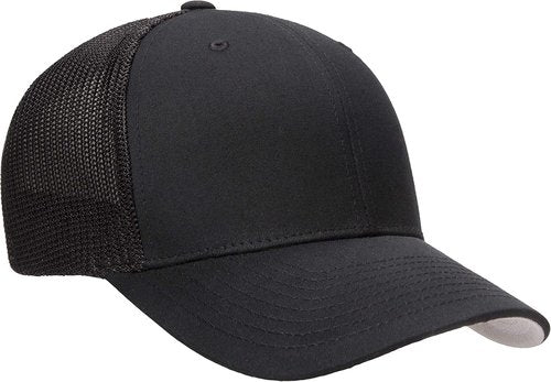Flexfit Men's Fitted Trucker Hat - Breathable Mesh Design | Classic Black, One Size