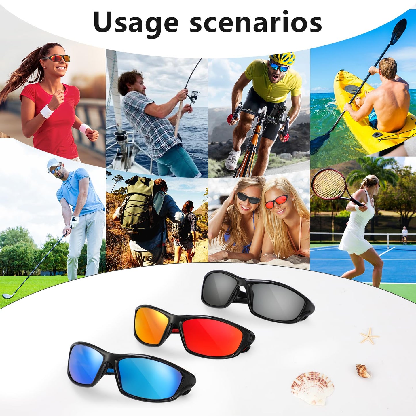 Hifot Sports Polarized Sunglasses Men, Sun Glasses for Cycling Driving Fishing, Women's Sunglasses Running Baseball Golf