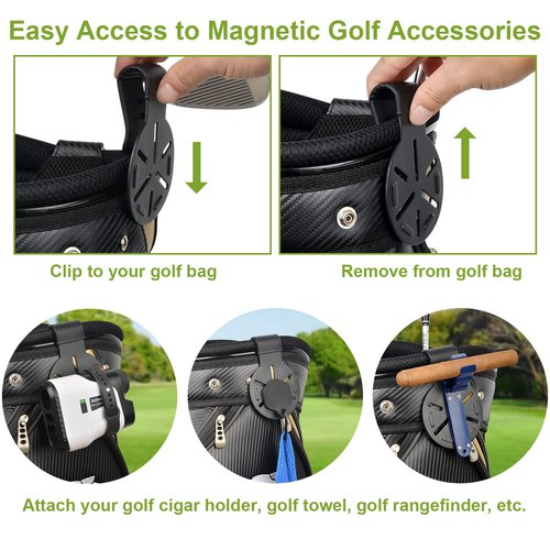 iGuerburn Metal Landing Pads for Golf Bags, Magnetic Golf Bag Accessories for Men with Soft Rubber, Black
