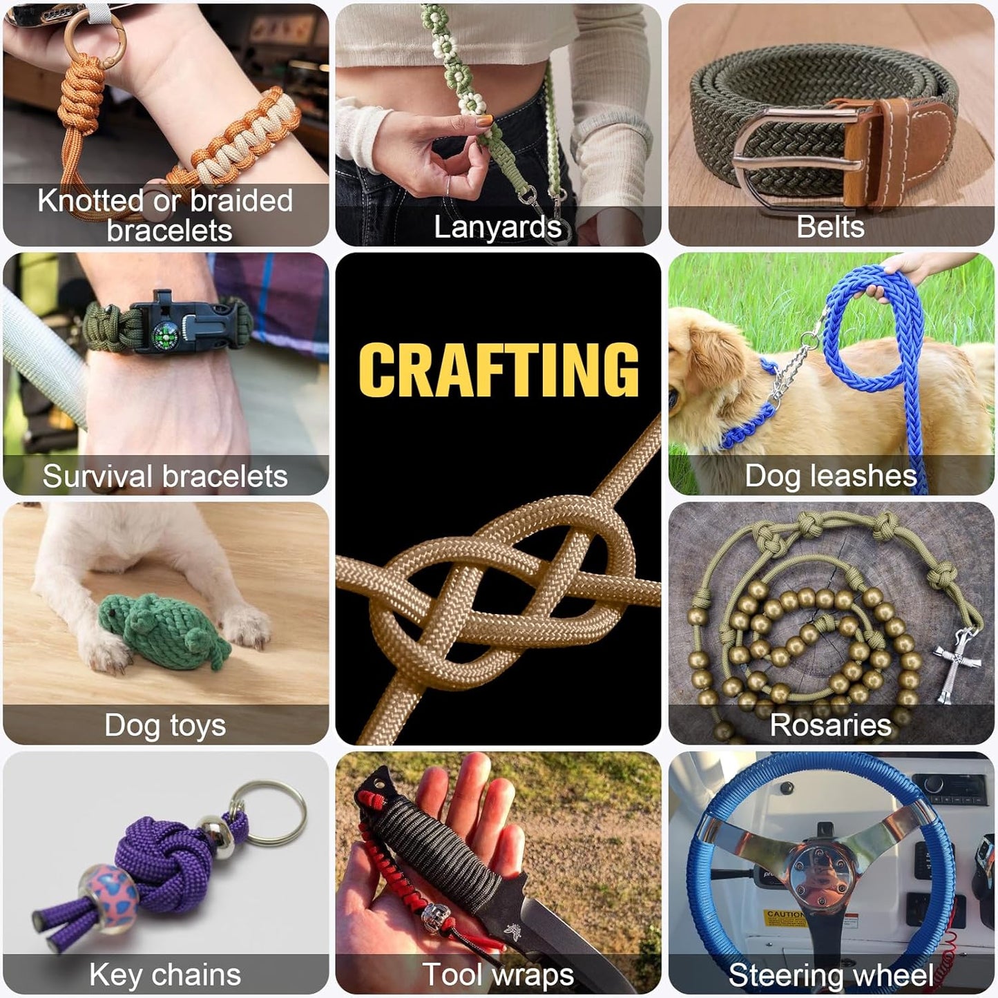 Paracord 550 lb | Heavy Duty 200ft Parachute Rope - Versatile Survival & Camping Gear - Khaki
