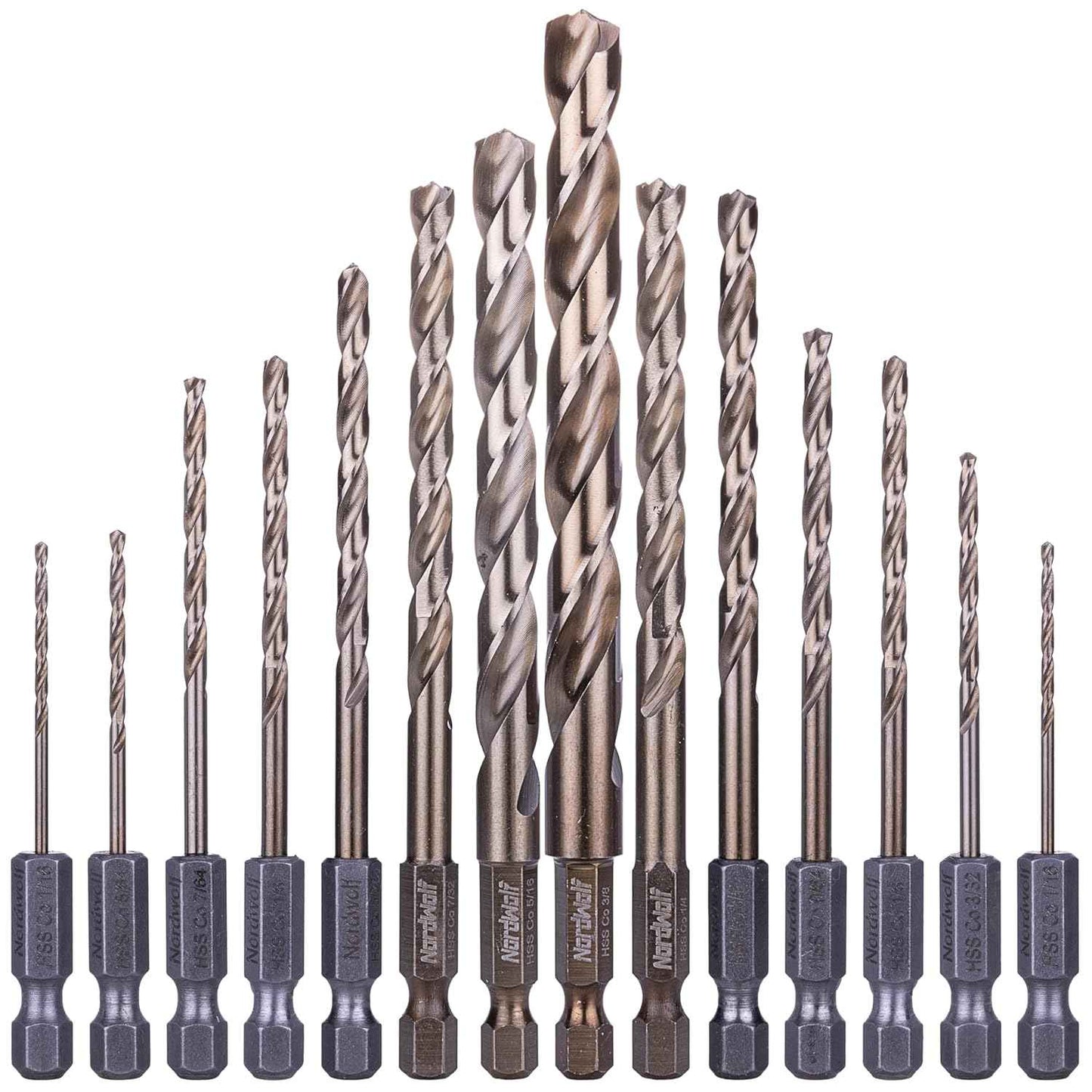 21-Piece Cobalt Drill Bit Set for Stainless Steel & Hard Metals - Jobber Length, 1/4" Hex Shank, SAE Sizes in Storage Case