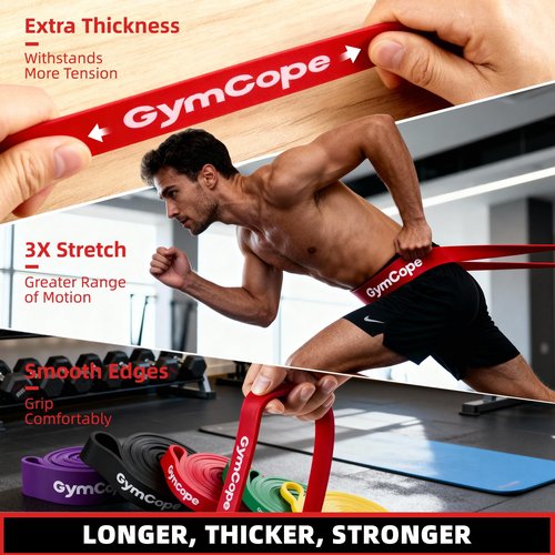 GymCope Pull Up Resistance Bands Set (3/4/5 Pack), Heavy Duty Exercise Bands for Men & Women, 5-120 lbs, Resistance Bands for Pull Up Assist, Strength Training, Stretching, Home & Gym Workout