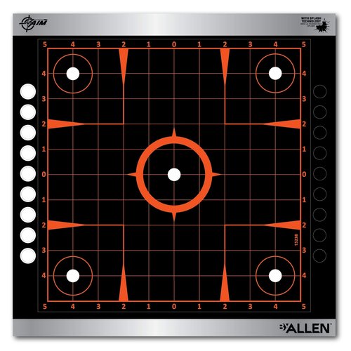 Allen Company EZ-Aim Reflective Adhesive Splash Shooting Target by Allen Company, Targets - Bullseye, Handgun Trainer, Sight Grid, Human Silhouette, Aiming Dots, Black