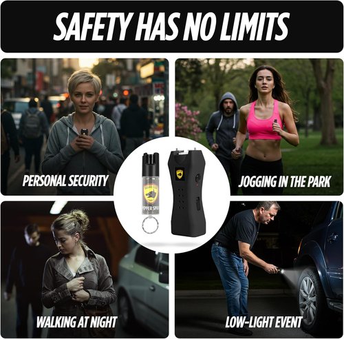 Guard Dog Security Mini Stun Gun Flashlight - Rechargeable Self-Defense Keychain with Pepper Spray for Women