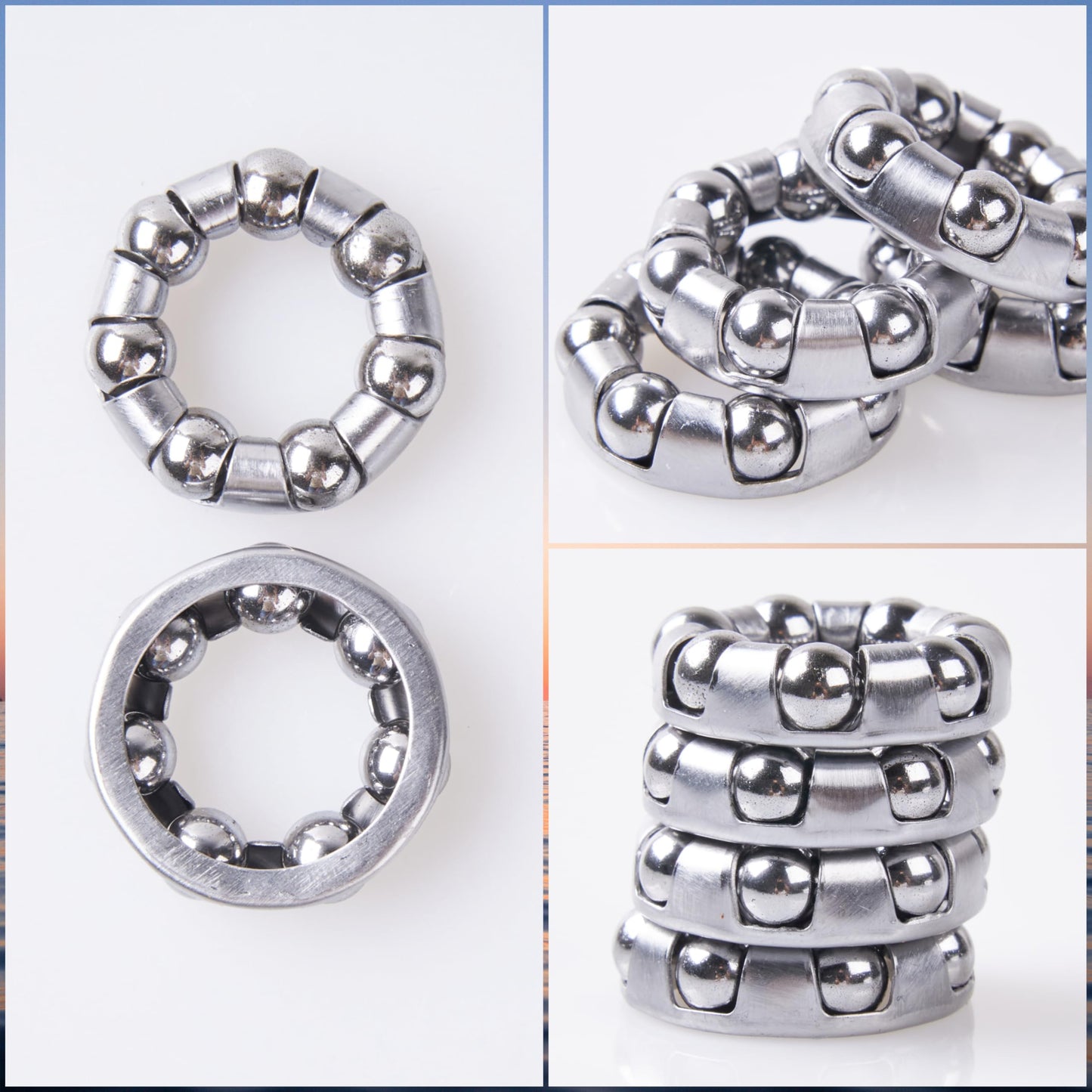 4/10/20PCS Bike Ball Bearings Fit for Front and Rear Hub Wheel,Bearing's OD=1",ID=0.55",Ball Bearing Fixed Cage for Bicycles,1/4”×7 Balls (20)