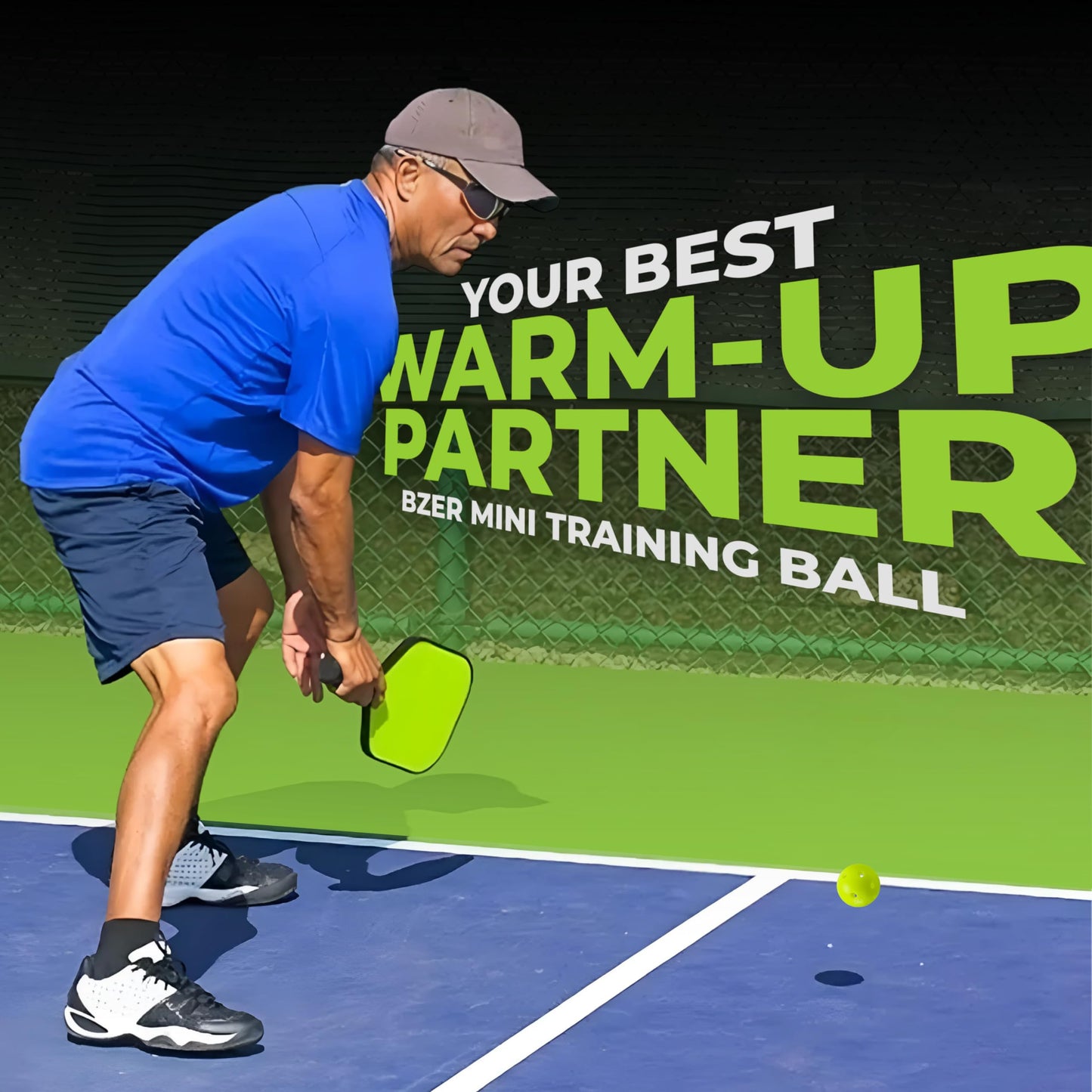 BZER Quiet Pickleball Balls – Mini Pickleballs Silent Rubber Training Ball - Set of 3 for Indoor Outdoor Play, Soft Tiny Practice Trainer, Improve Focus, Boost Control, Training Essentials