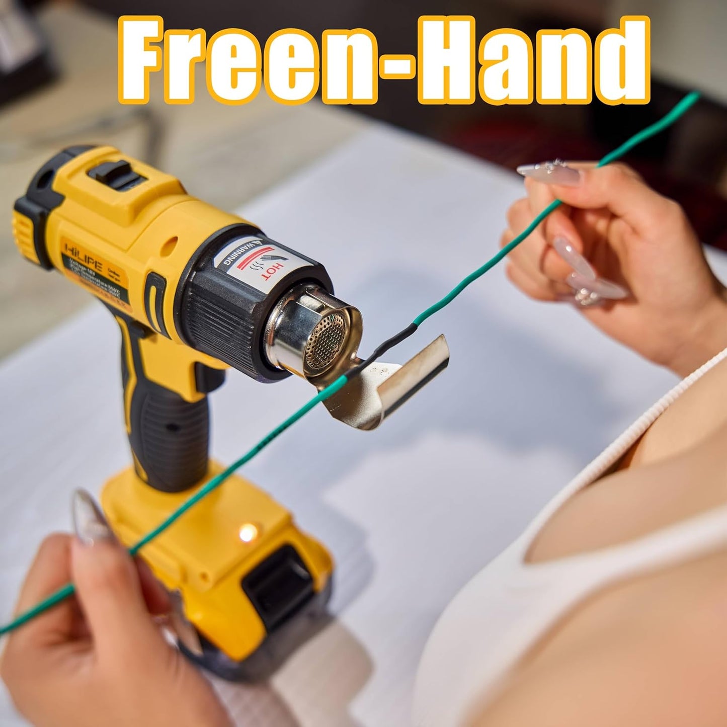 DeWALT Cordless Heat Gun - 20V Lithium Hot Air Tool with 5 Nozzle Attachments, 2 Temp Settings up to 1022°F for Shrink Wrapping & Tube Bending