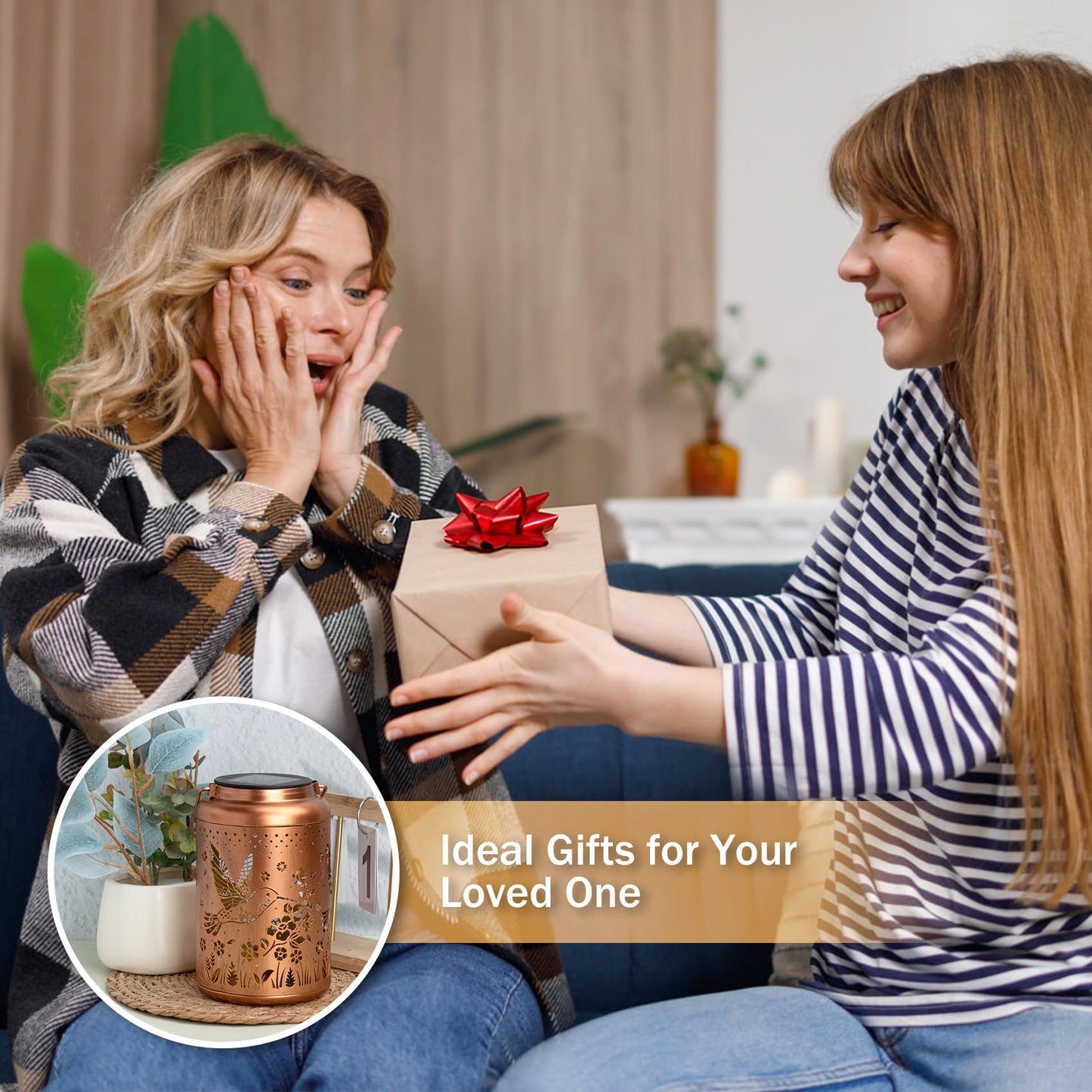 Birthday Gifts for Women Solar Lanterns Decorative Outdoor Waterproof, Hummingbird Gardening Gifts for Women, Mom, Solar Hanging Lanterns for Patio/Yard/Garden Decor