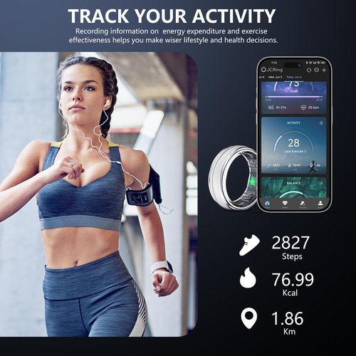 RIFESI Valentine's Day Gifts, Smart Ring for Women & Men - Titanium Fitness Ring with Heart Rate, Sleep, Step & SpO2 Monitor, Stress & HRV Tracking, 7-Day Battery, 25ATM Waterproof — No Subscription
