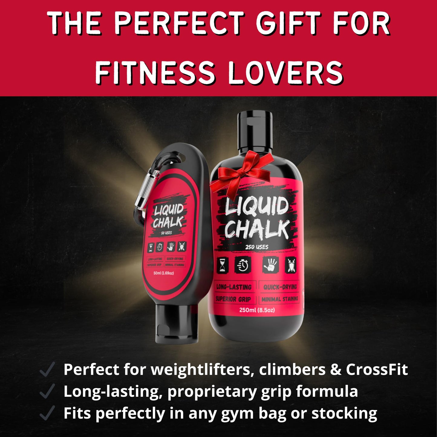 Sincere Gear PowerGrip Liquid Chalk Kit Gym Chalk for Weight Lifting, Rock Climbing, Pole Grip, Bouldering, Powerlifting, Ball, Gymnastics, Sports, and Workout- Cheer (250ml + 50ml Kit)