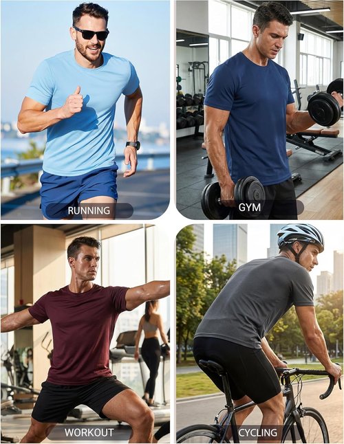 COOFANDY Men's Athletic T-Shirts - 3 Pack Quick Dry Moisture-Wicking Workout Shirts for Gym & Casual Wear
