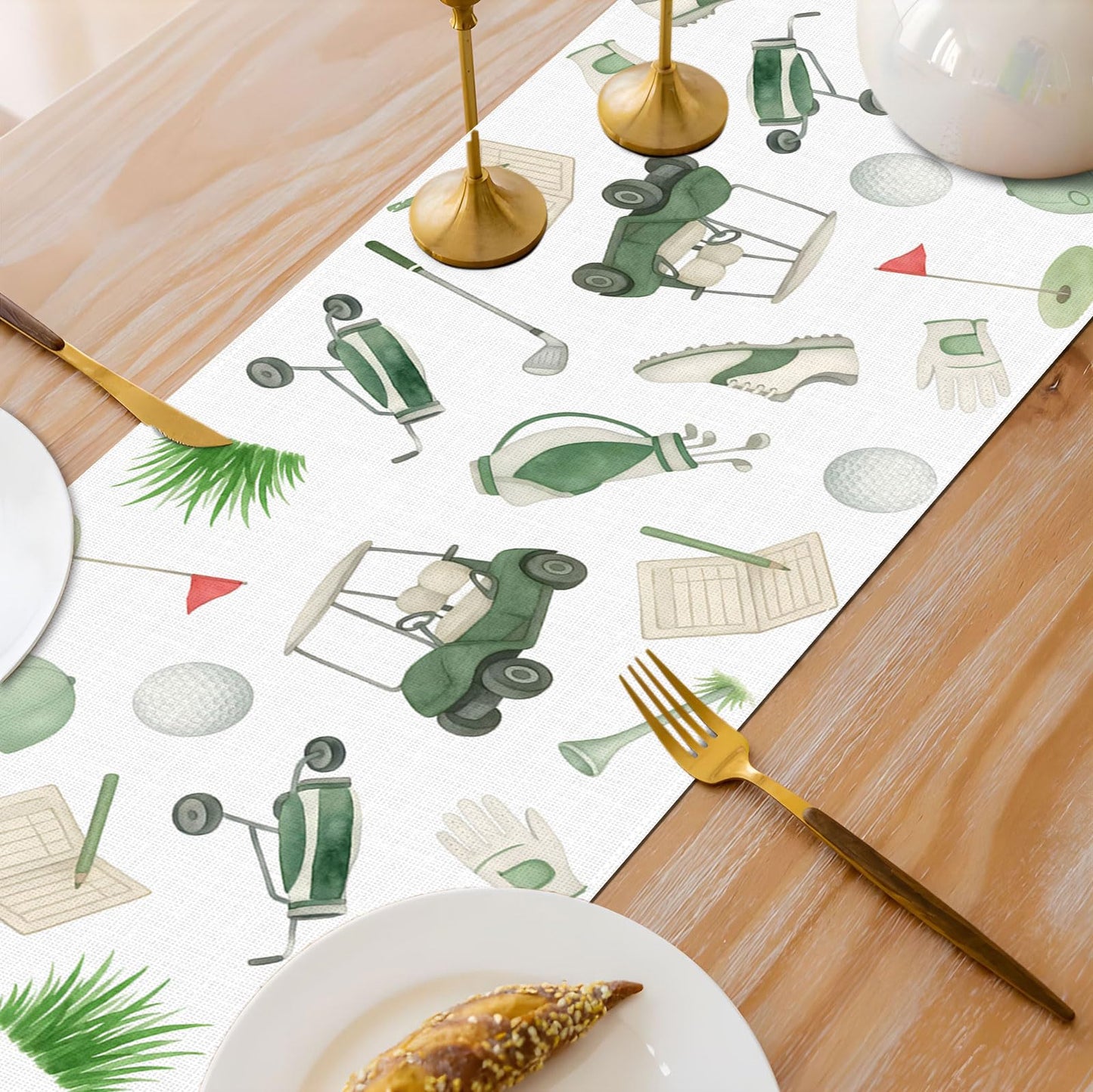 Heyfary Golf Party Decorations Let's Partee Table Runner Sports Ball Birthday Party Decoration Home Kitchen Dining Room Table Decor (13" x 72")