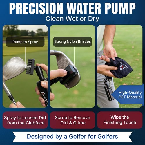 Axion10 Magnetic Golf Club Brush with Water & Towel – Premium Leak-Proof Golf Brush and Groove Cleaner, Nylon Bristle, Strong Magnetic Clip – Golf Club Cleaner for Irons, Wedges, Balls and Shoes