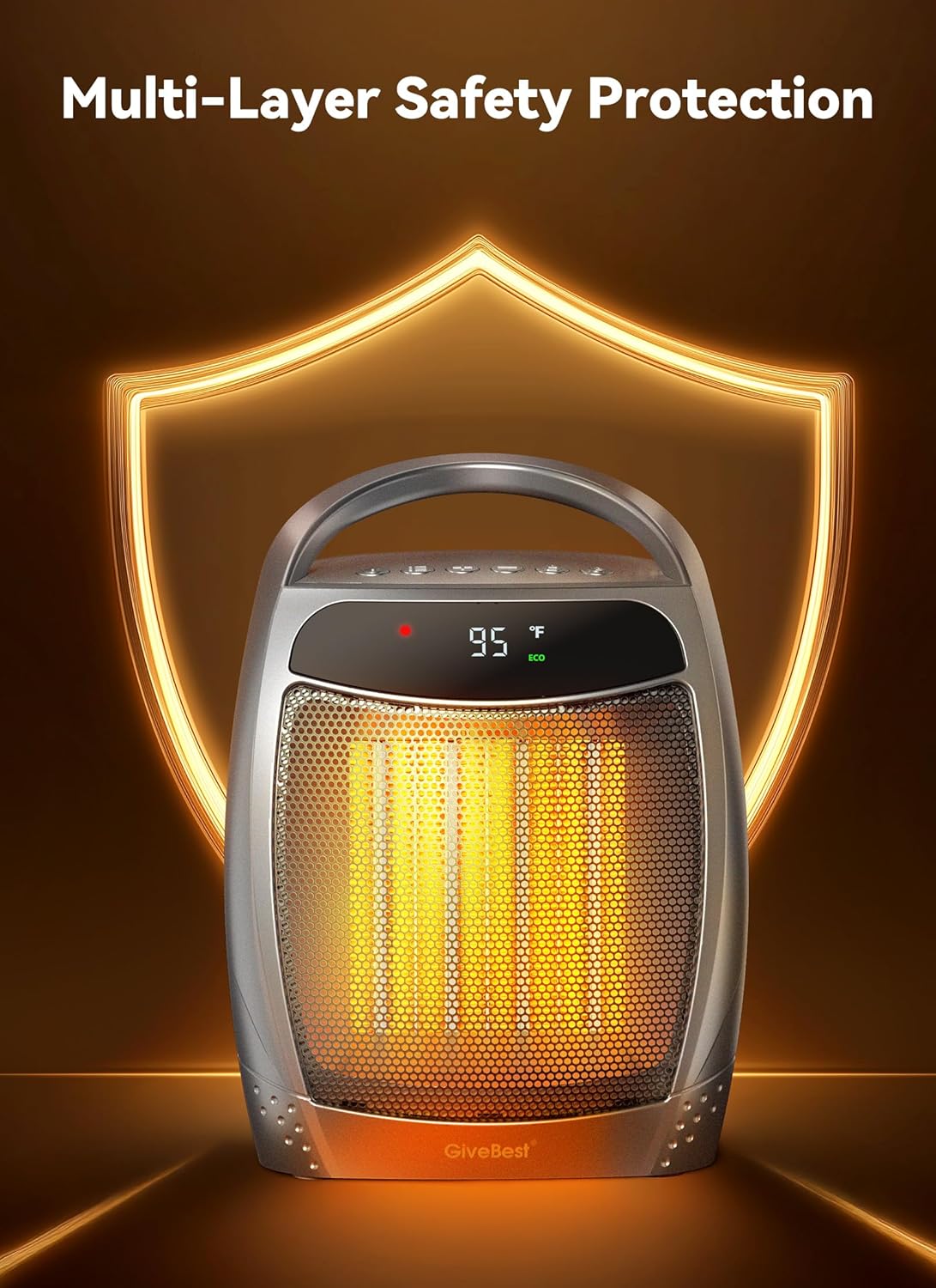 1500W Electric Space Heater with Remote - Portable PTC Ceramic Heater for Home & Office