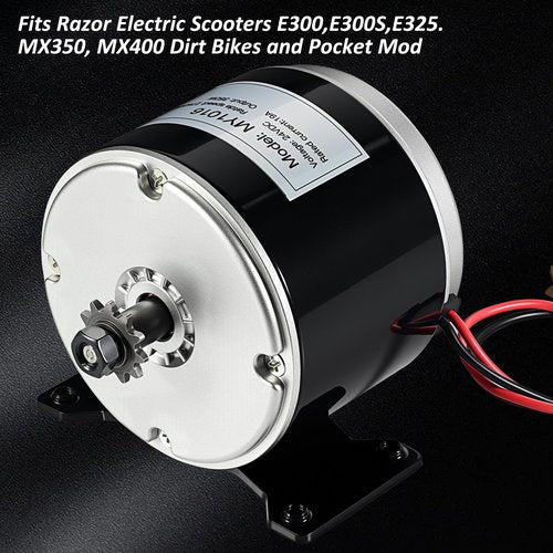 350W 24V DC Brushed Electric Motor, Fits Razor Electric Scooter E300 MX350 MX400, 2750RPM Small Permanent Magnet Ebike Motor for Go Kart Wind Turbine Drive Speed Control