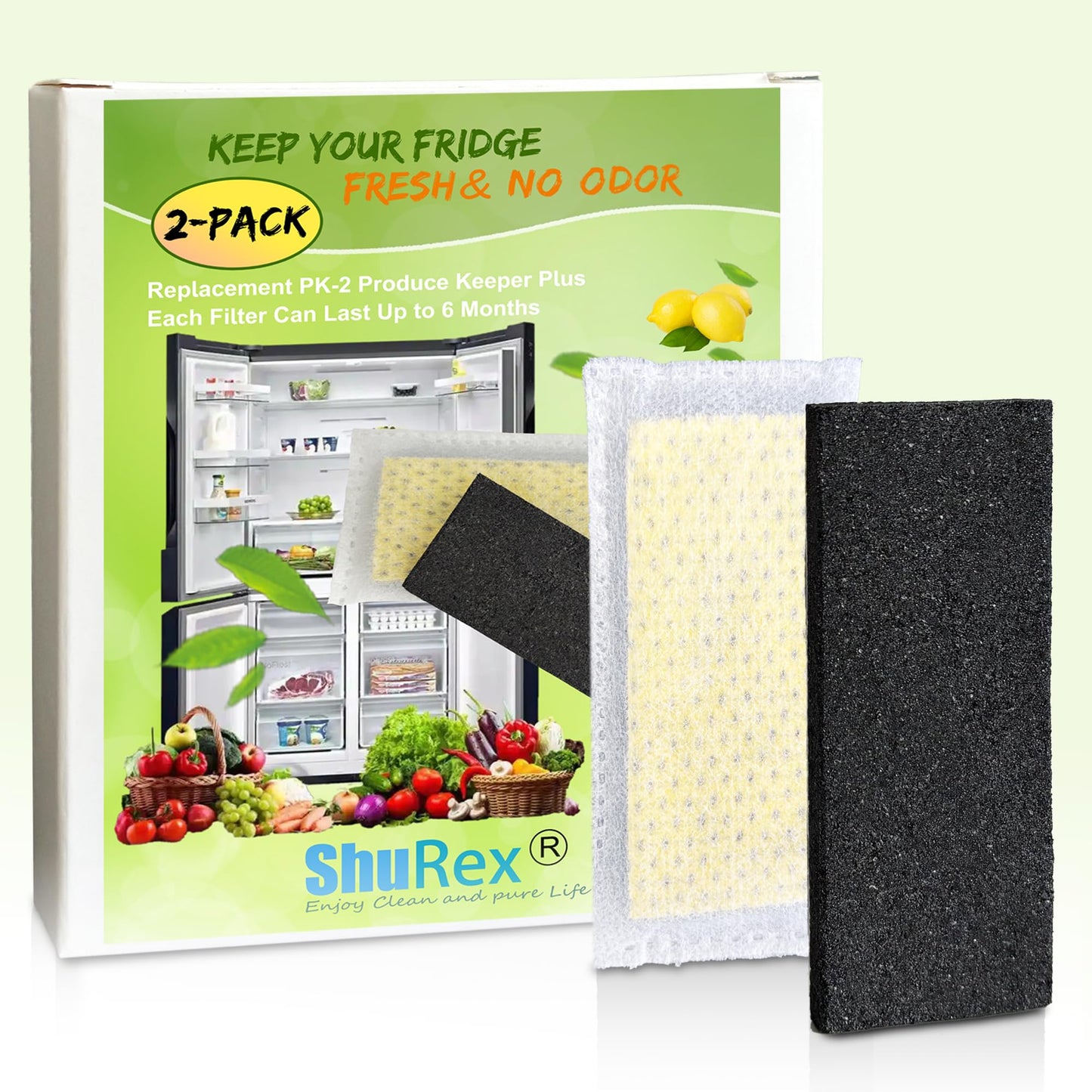 2 Pack Replacements for Frigidaire PureAir PK-2 Produce Keeper Plus FRPAPK2RF; Antioxidant Filter Compatible with GRMC2273BF, GRMC2273BD, GRMG2272BF, GRMN2872AF, GRMS2773AF, GRMC2273CF, GRMC2273CD
