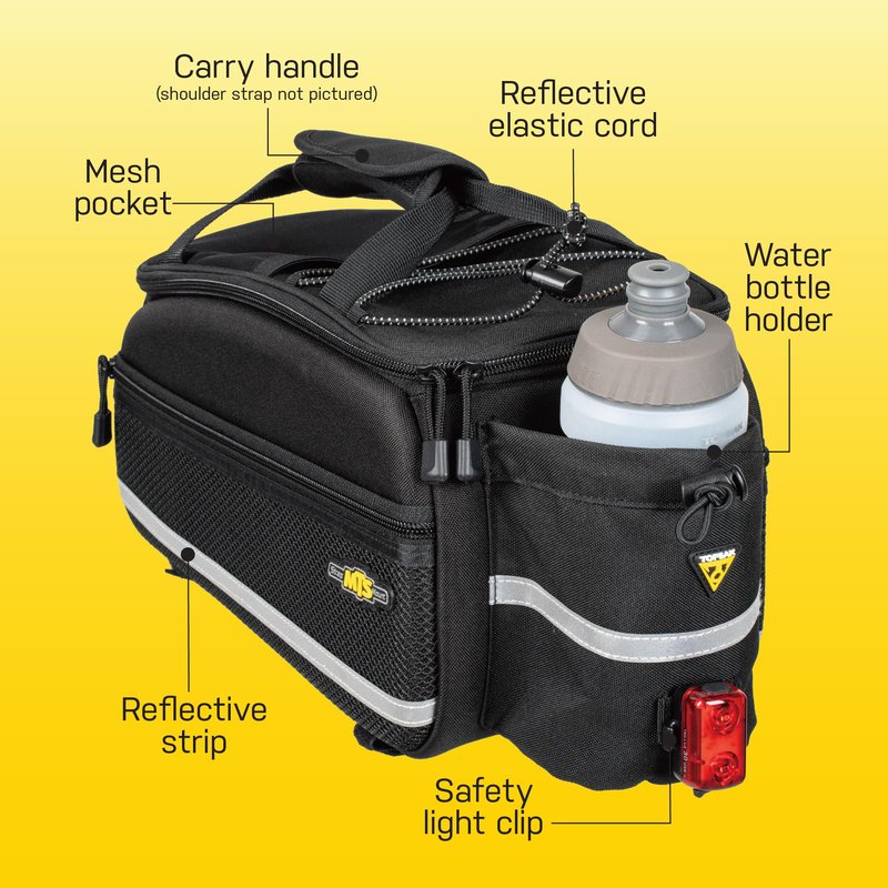 Topeak MTS TrunkBag EX Rear Bicycle Bag, Strap Mount – 2024 Model – 8L Semi-Rigid Weather-Resistant Rack Bag with Dual Molded Panels, Shoulder Strap & 3M Reflective Safety Strip