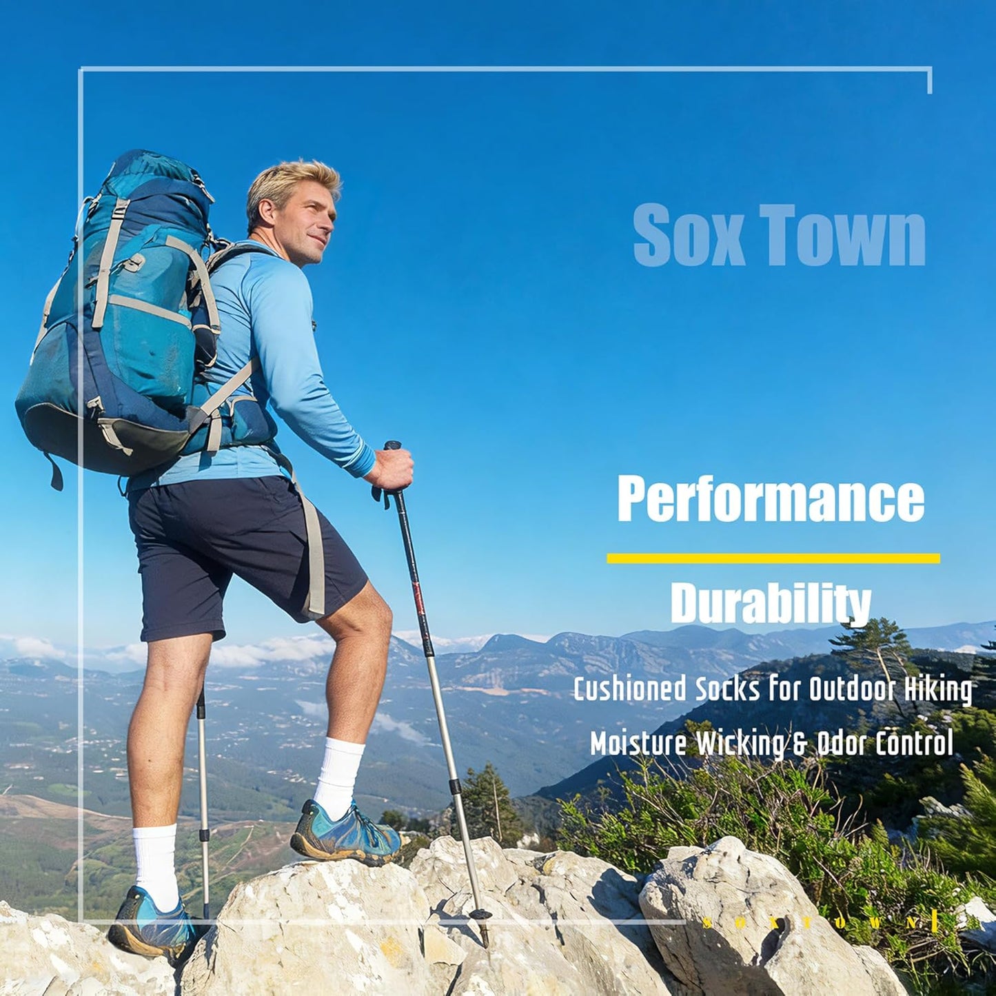SOX TOWN Cushioned Crew Athletic Socks - Moisture-Wicking & Breathable for Men & Women