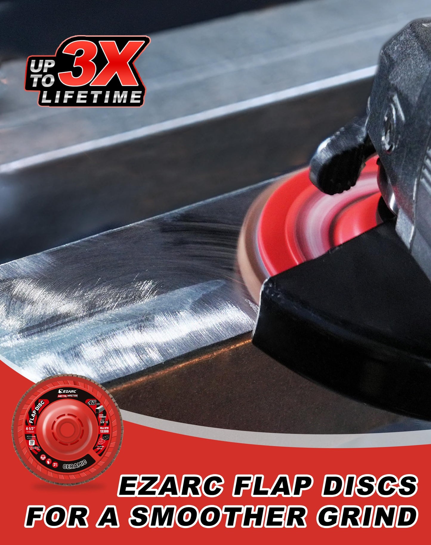 EZARC Flap Discs 80 Grit, 4-1/2" x 7/8" Ceramic Grain Flap Sanding Disc, Type 27 Heavy Duty Abrasive Trimmable Grinding Wheel Finishing for Stainless Steel, Sheet Metal (5 Pack)