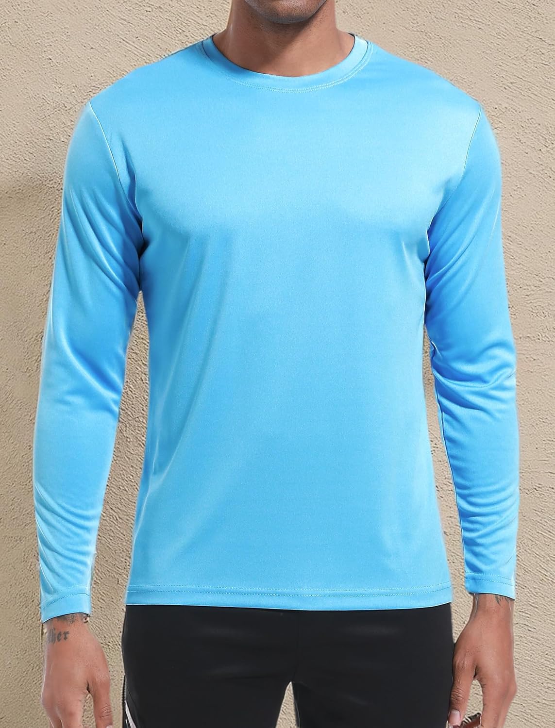 OYGSieg Long Sleeve Workout Shirts for Men - Moisture Wicking UPF SPF Sun Protection | 6 Pack Casual Tees