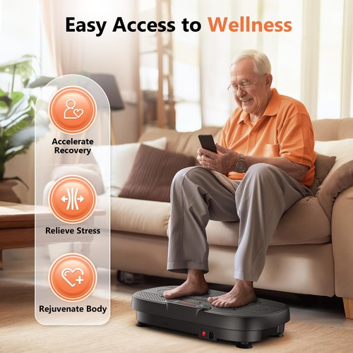 FEIERDUN Vibration Plate Exercise Machine – Whole Body Vibration Platform for Weight Loss & Lymphatic Drainage, Home Fitness Trainer with Remote & Resistance Bands